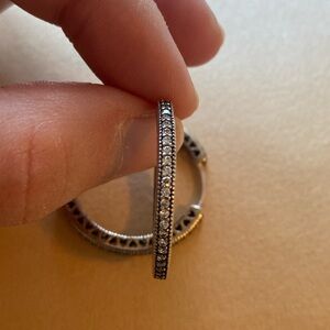Pandora sparkle and hearts hoop earrings
